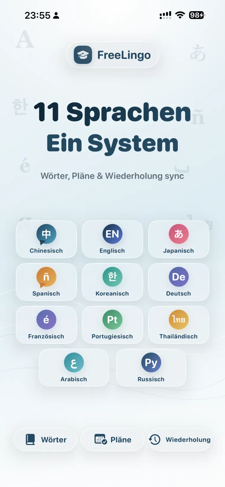 FreeLingo App Store screenshot 1 for de-DE